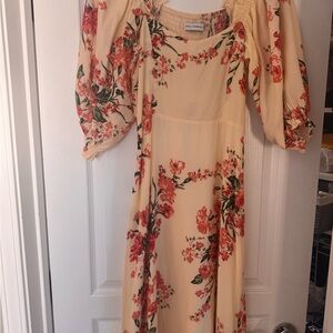 Faithfull the Brand Yellow Floral Midi Dress